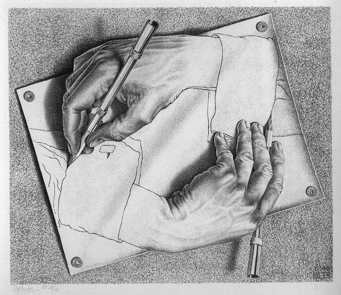 M C Escher Hands Drawing